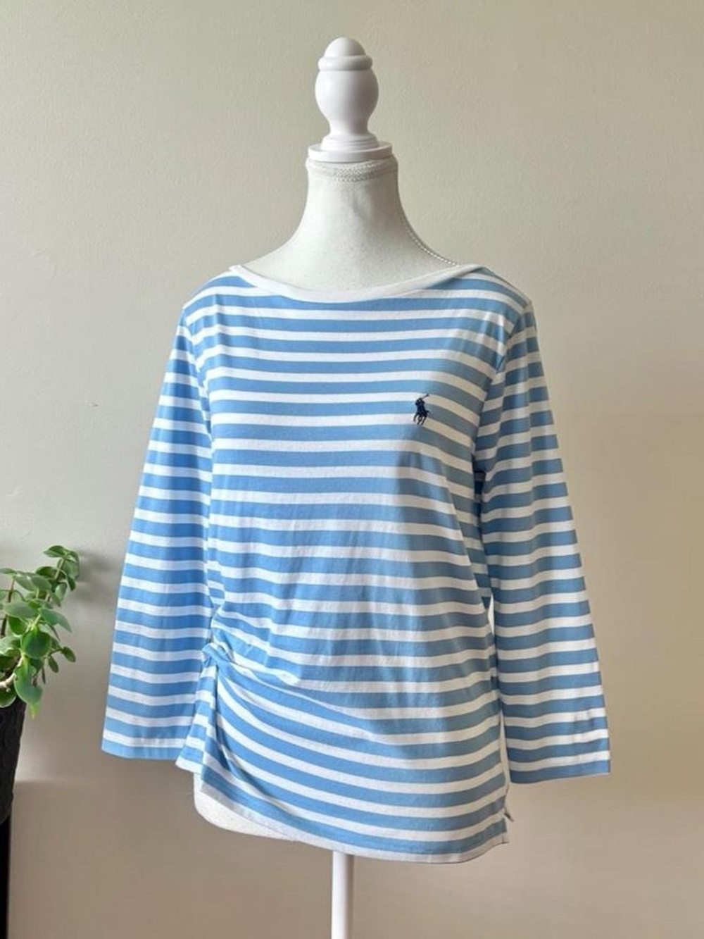 Polo by Ralph Lauren Light Blue & White Striped Long Sleeve Top